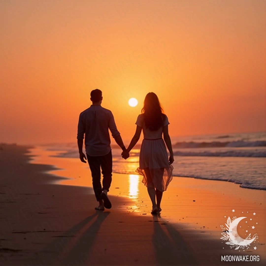 Две руки, переплетенные во время прогулки на закате вдоль берега.